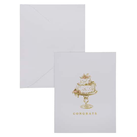 Gold Wedding Cake Congrats Blank Greeting Card Set by Celebrate It™